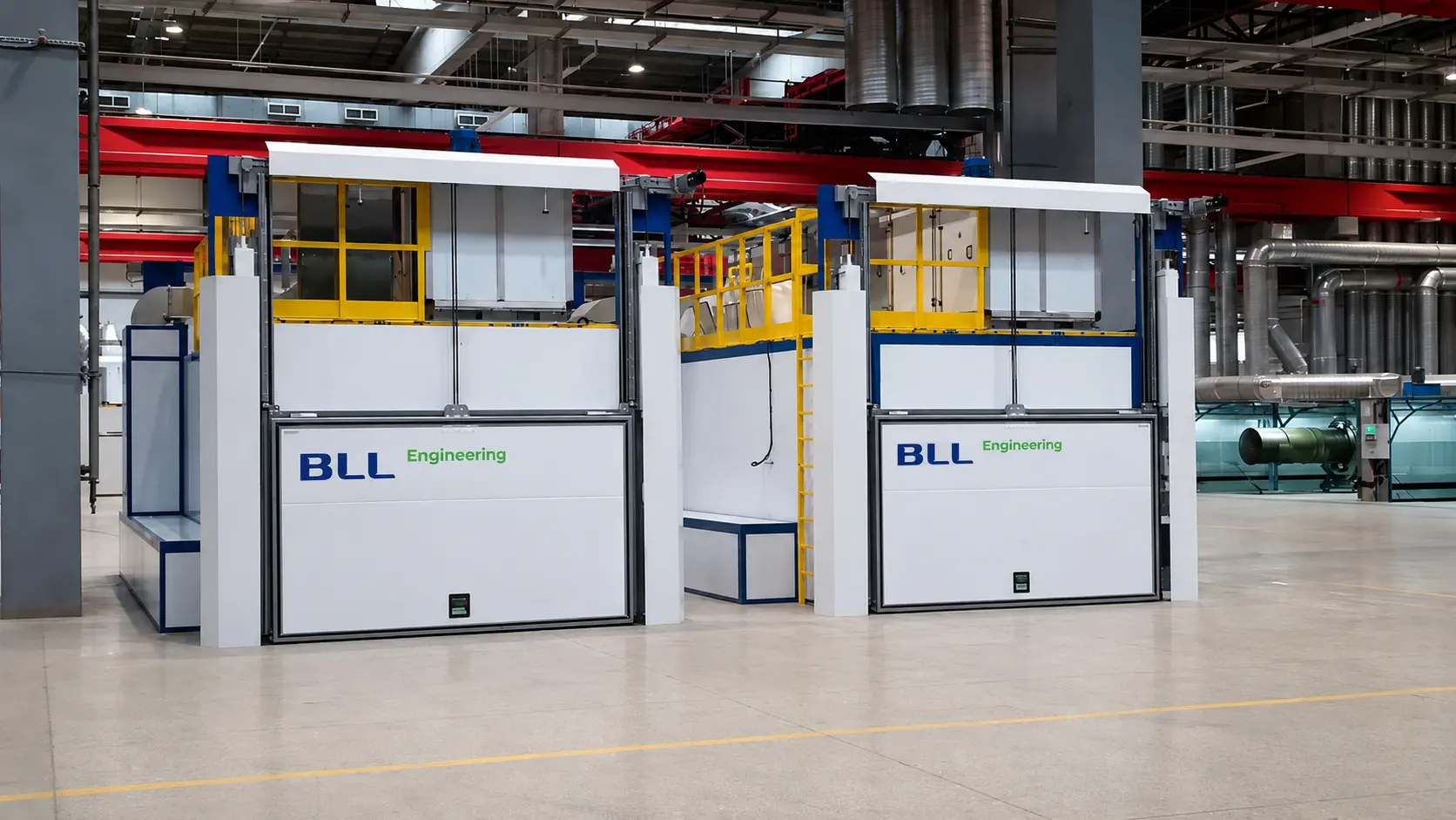 BLL Engineering logo on conveyors – wordmark detail on conveyors