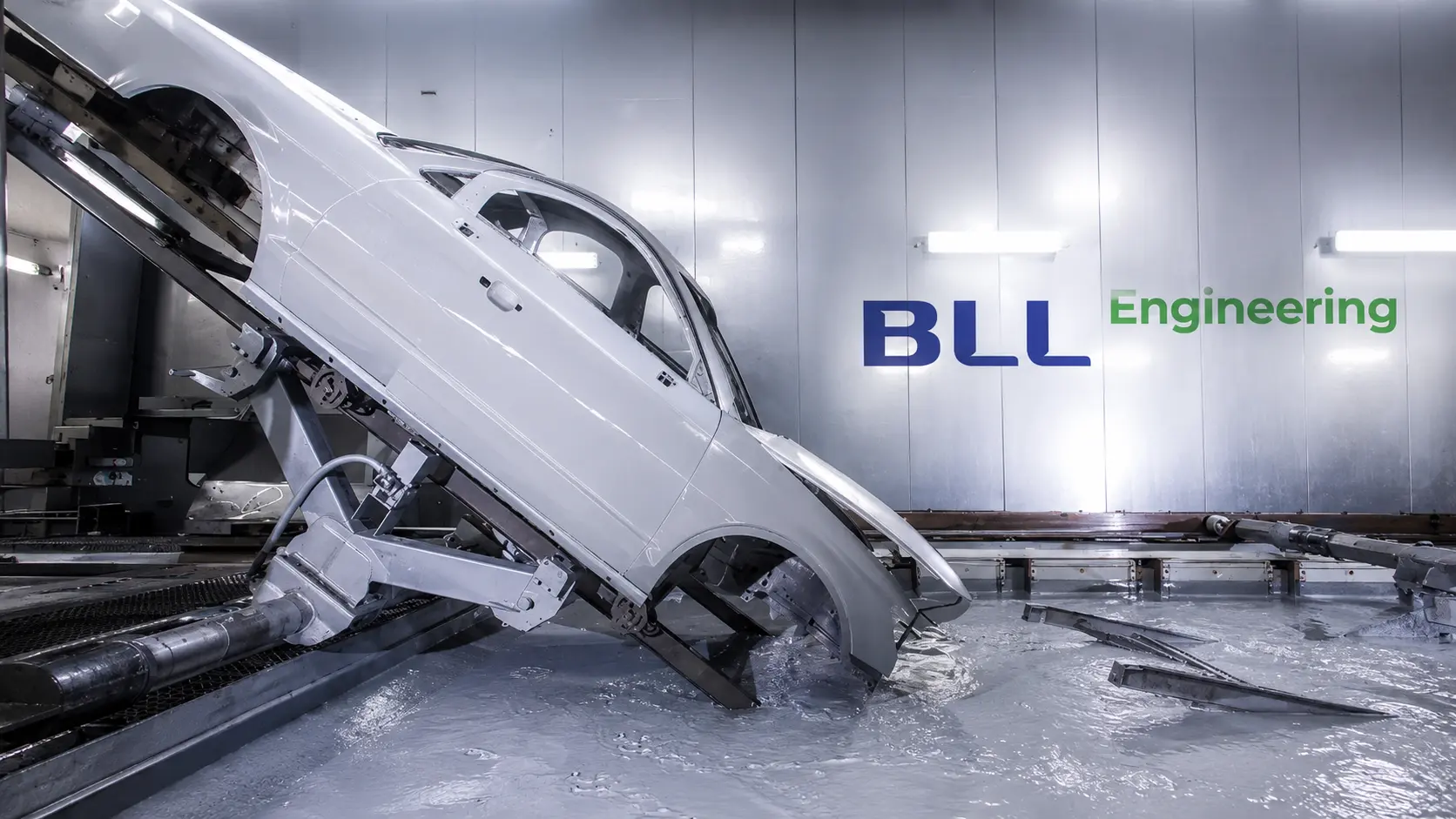 BLL Engineering logo on e-coat – wordmark detail on e-coat
