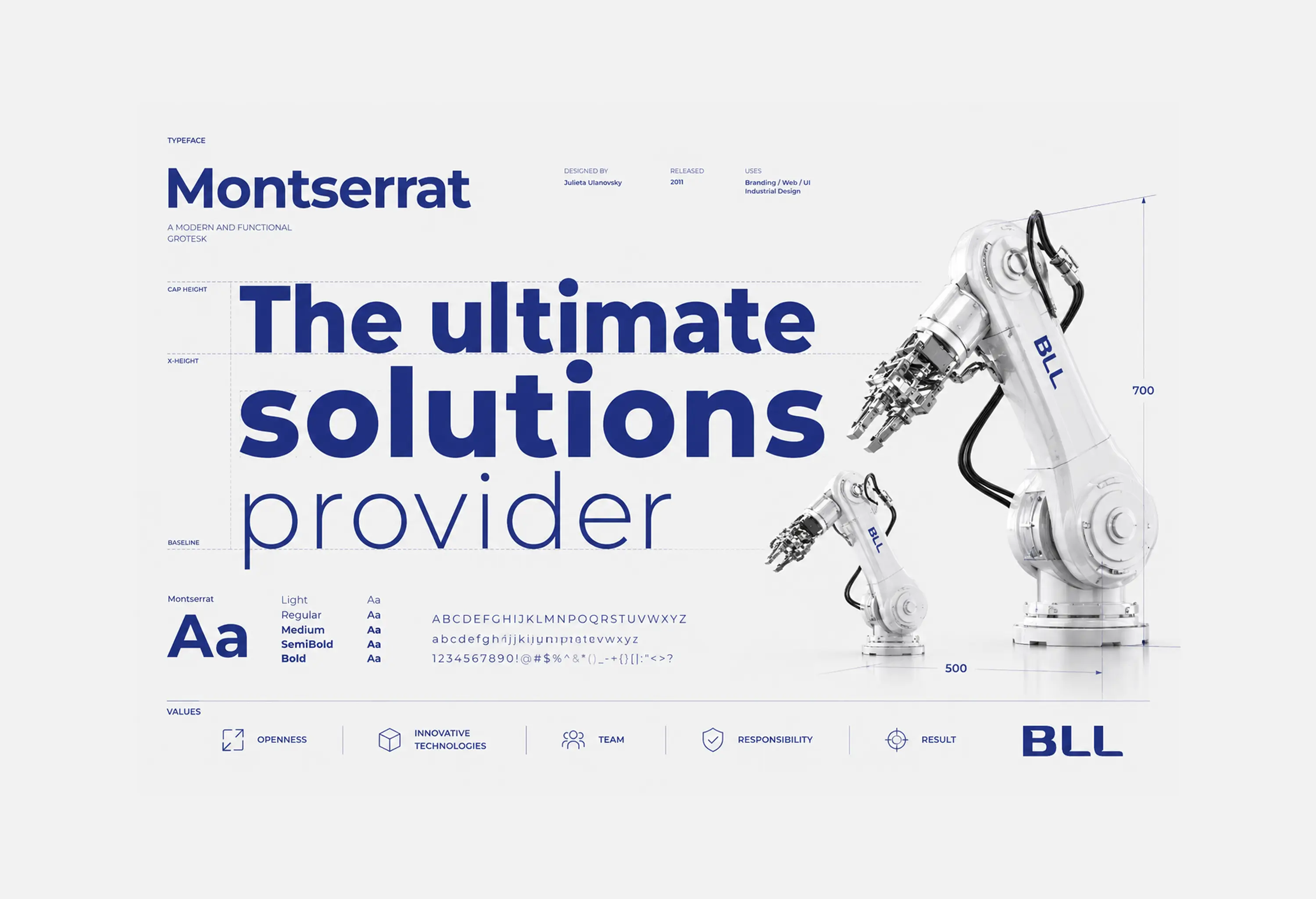 BLL Engineering typography system – typeface and type hierarchy for industrial B2B brand