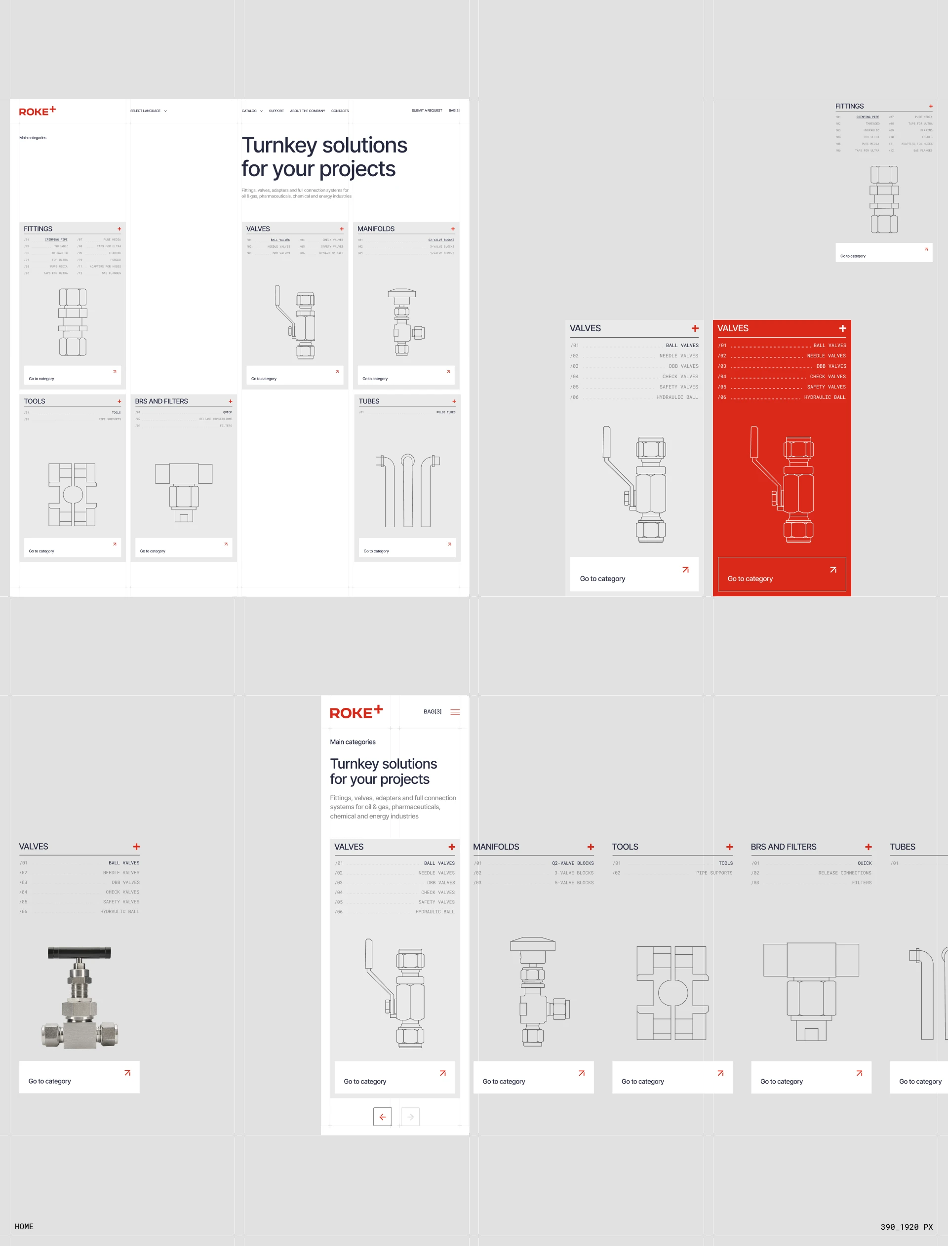 ROKE+ Swiss website product section – precision fittings catalogue online