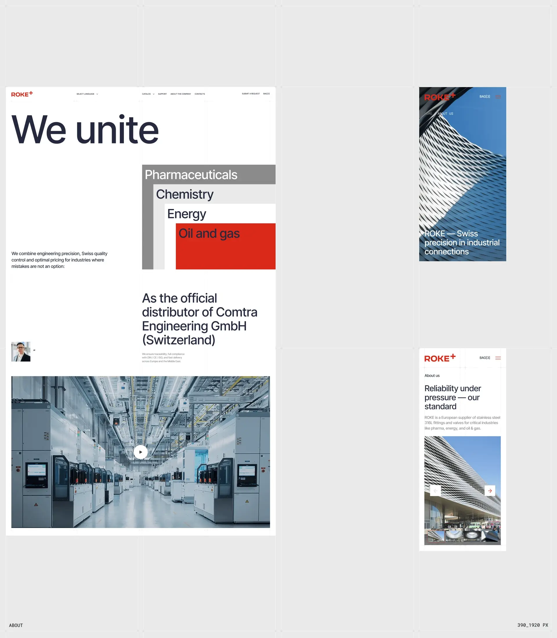ROKE+ Swiss website design – four-language industrial B2B digital presence