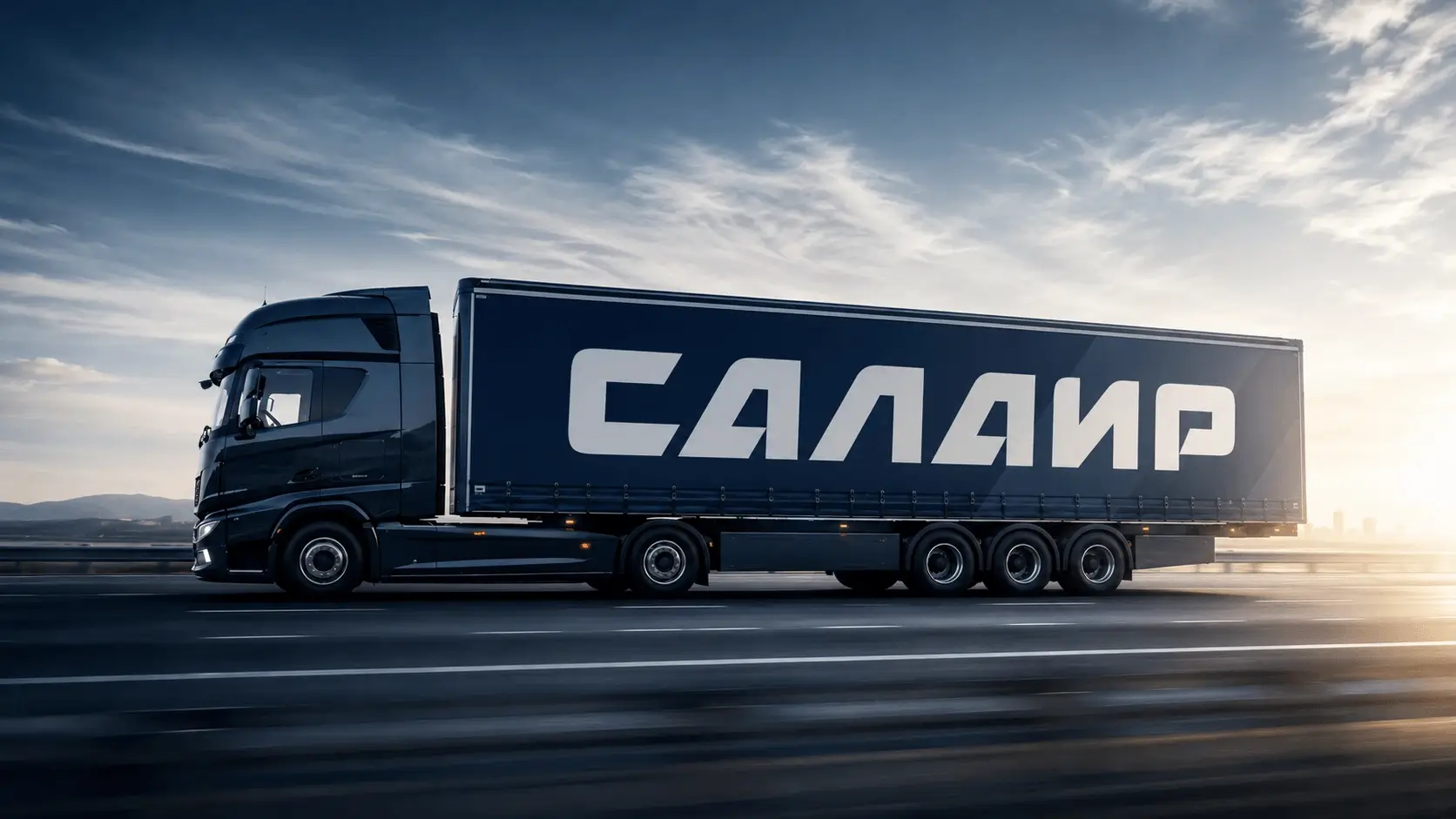 Salair Logistics fleet branding – branded truck hero image, 3PL operator brand identity